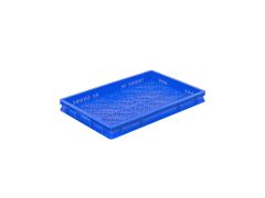 PLASTICON mavi renkli 600x400x100 mm 4612 D delikli gıda ve sanayi plastik kasası