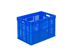 PLASTICON 4635 D 600x400x340 mm mavi renkli delikli gıdaya uygun plastik kasa
