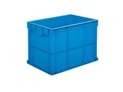 PLASTICON 4635 K kapalı mavi plastik kasa 600x400x340 mm gıda ve üretim kasası