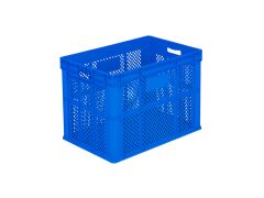 PLASTICON 4636 D mavi renkli delikli plastik sanayi kasası 600x400x360 mm