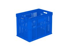 PLASTICON 4640 D mavi delikli endüstriyel plastik kasa 600x400x400 mm