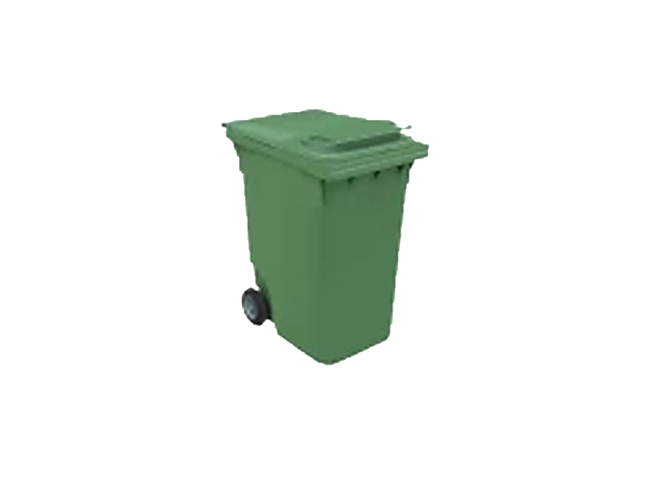360 litre yeşil plastik tekerlekli çöp konteyneri