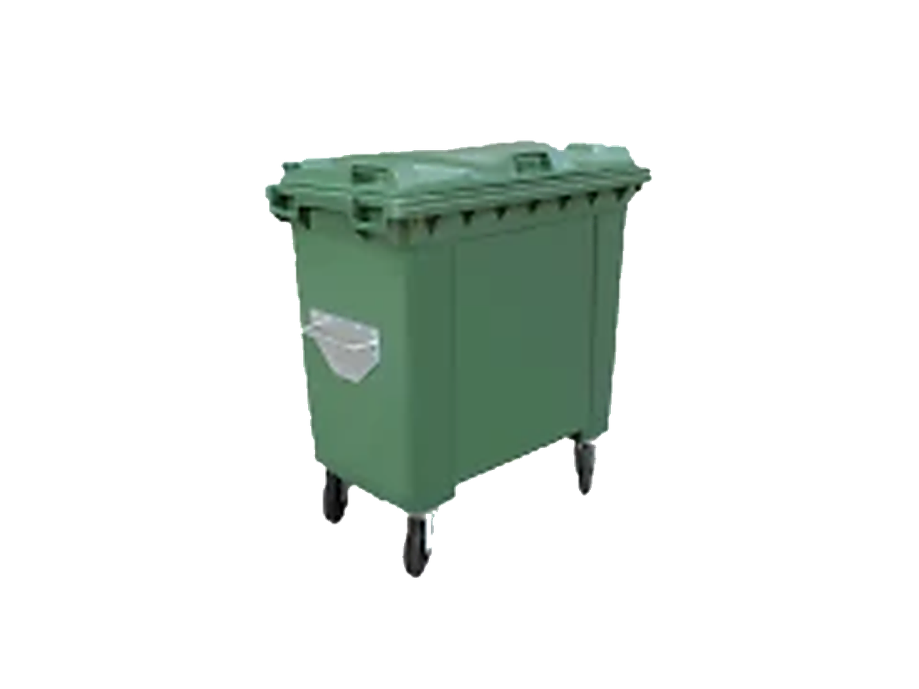 770 litre yeşil dört tekerlekli plastik çöp konteyneri