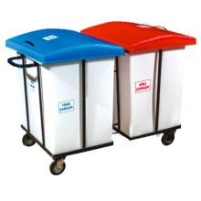 PLASTICON 2000x700x900 mm çift tekneli kirli temiz çamaşır arabası 2x300 Lt