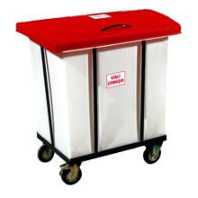 PLASTICON 300 L beyaz gövdeli kırmızı kapaklı kirli çamaşır arabası 1050x650x900 mm