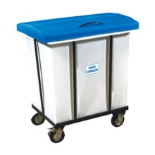 PLASTICON beyaz gövdeli mavi kapaklı 1200x700x900 mm 400 litre temiz çamaşır arabası
