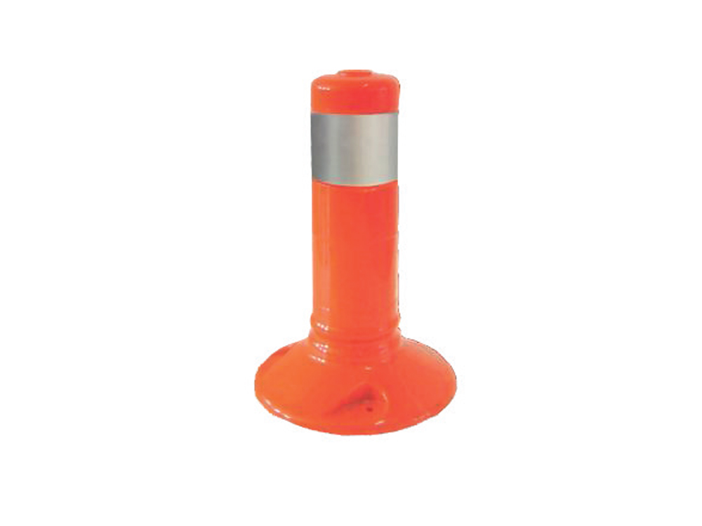PLASTICON turuncu renkli 30 cm esnek TPU yol ayırıcı reflektif şeritli delinatör