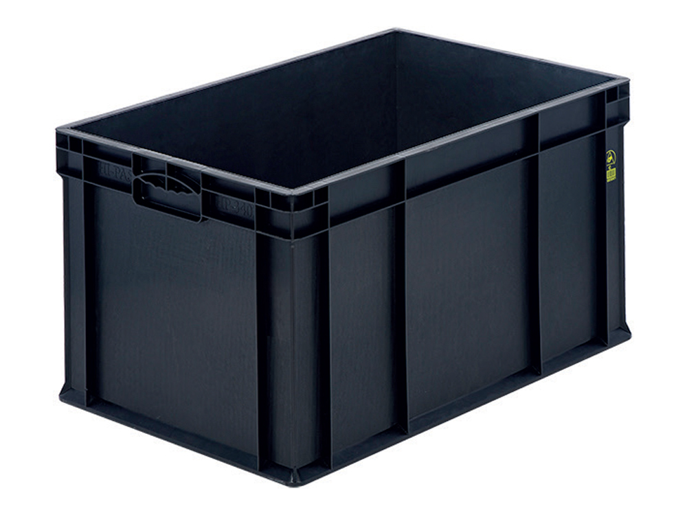 PLASTICON HP 340 300x400x340 mm siyah ESD iletken antistatik kapalı plastik kasa