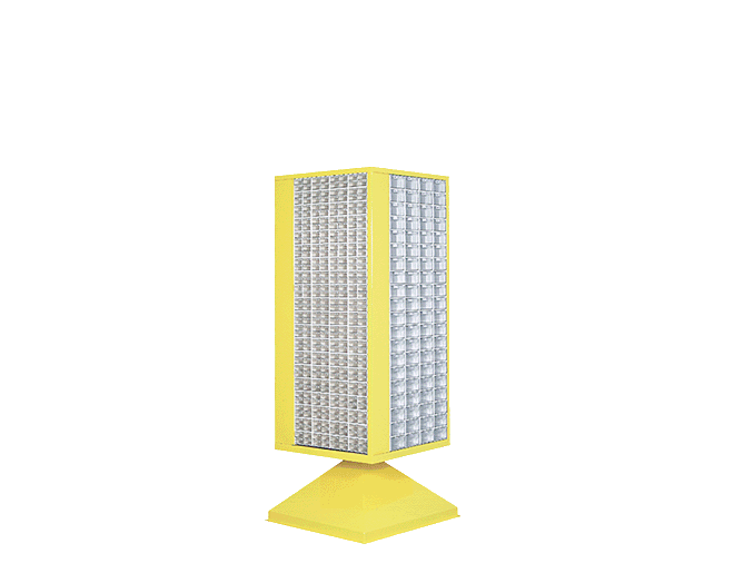 PLASTICON 600x600x1650 mm sarı çelik gövdeli döner standlı çekmeceli kutu seti