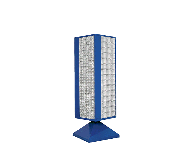 PLASTICON Dönerli Çekmeceli Kutu Standı MT 321-325 550x550x1680 mm mavi sac gövdeli döner kule