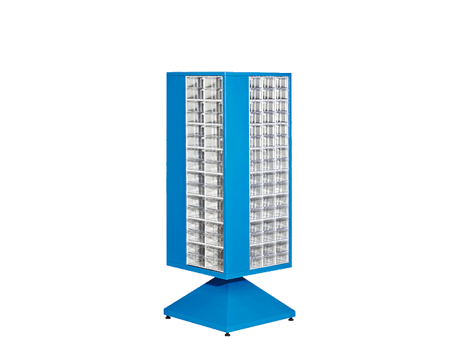 PLASTICON MT 406 elektrostatik toz boyalı dönerli çekmeceli kutu standı 600x600x1550 mm