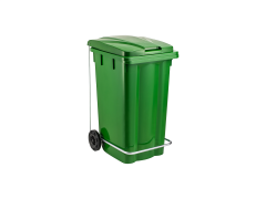PLASTICON 240 litre pedallı 2 tekerlekli 730x580x1070 mm yeşil plastik çöp konteyneri