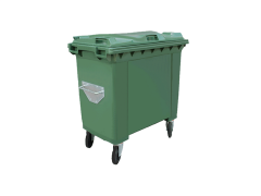 PLASTICON yeşil renkli 1100 litre 4 tekerlekli 1370x1075x1370 mm plastik çöp konteyneri