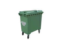 PLASTICON 660 litre 4 tekerlekli yeşil 1370x780x1220 mm plastik çöp konteyneri