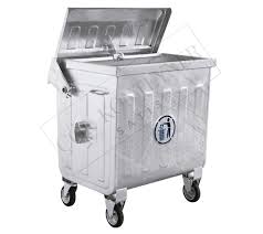 PLASTICON 800 litre sıcak daldırma galvaniz kaplamalı tekerlekli metal çöp konteyneri