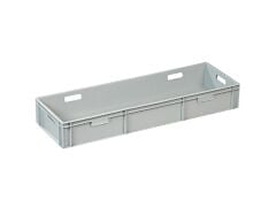 PLASTICON 120x40x16,5 cm gri kapalı uzun endüstriyel parça plastik kasası