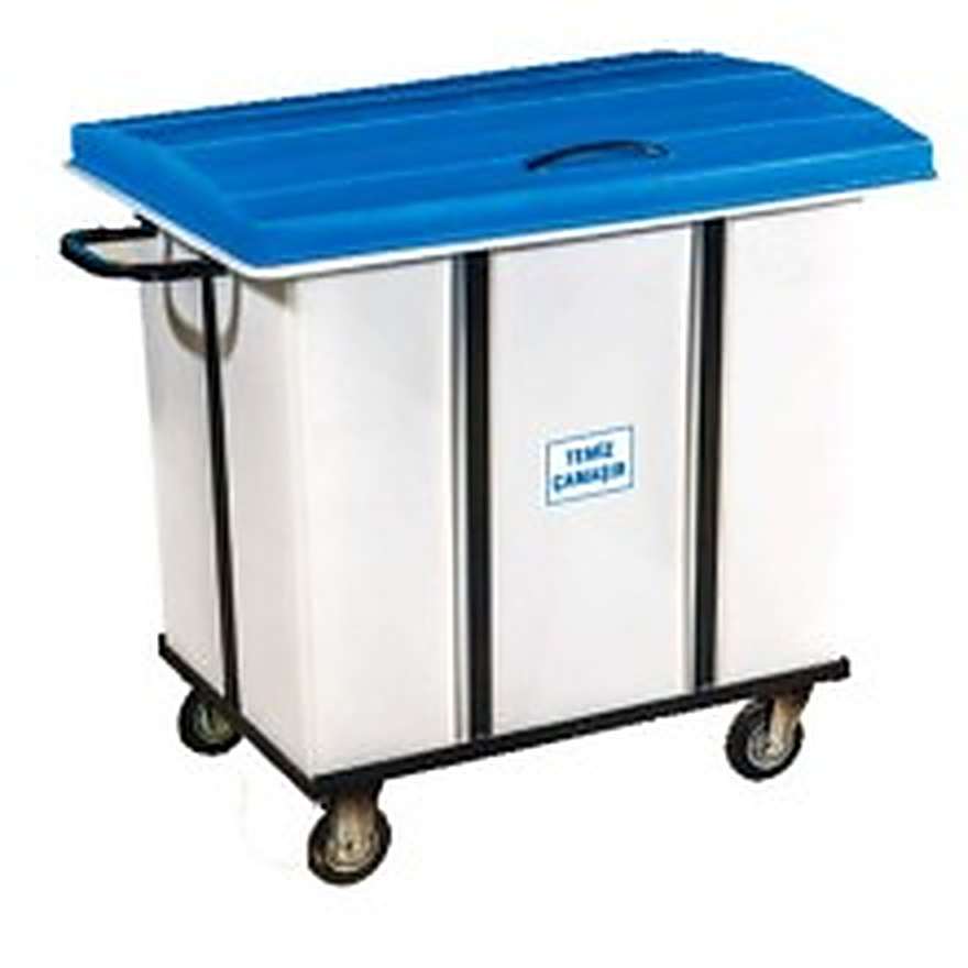 PLASTICON Kapaklı Temiz Çamaşır Arabası 300 Lt 1050x650x900 mm beyaz gövdeli mavi kapaklı PE araba