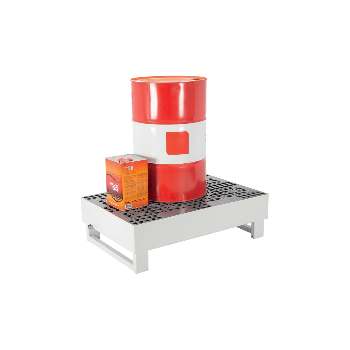 PLASTICON 800x800x450 mm 200 L ızgaralı metal kimyasal sıvı toplama küveti döküntü havuzu