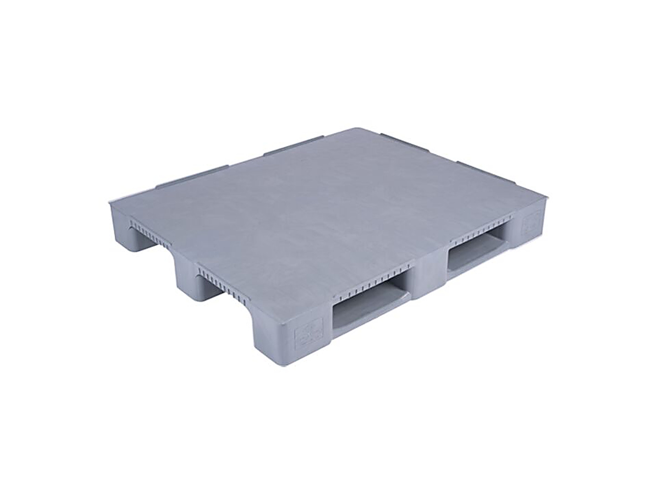 PLASTICON 1200x1000x150 mm gri renk kapalı üst 3 kızaklı HDPE endüstriyel plastik palet
