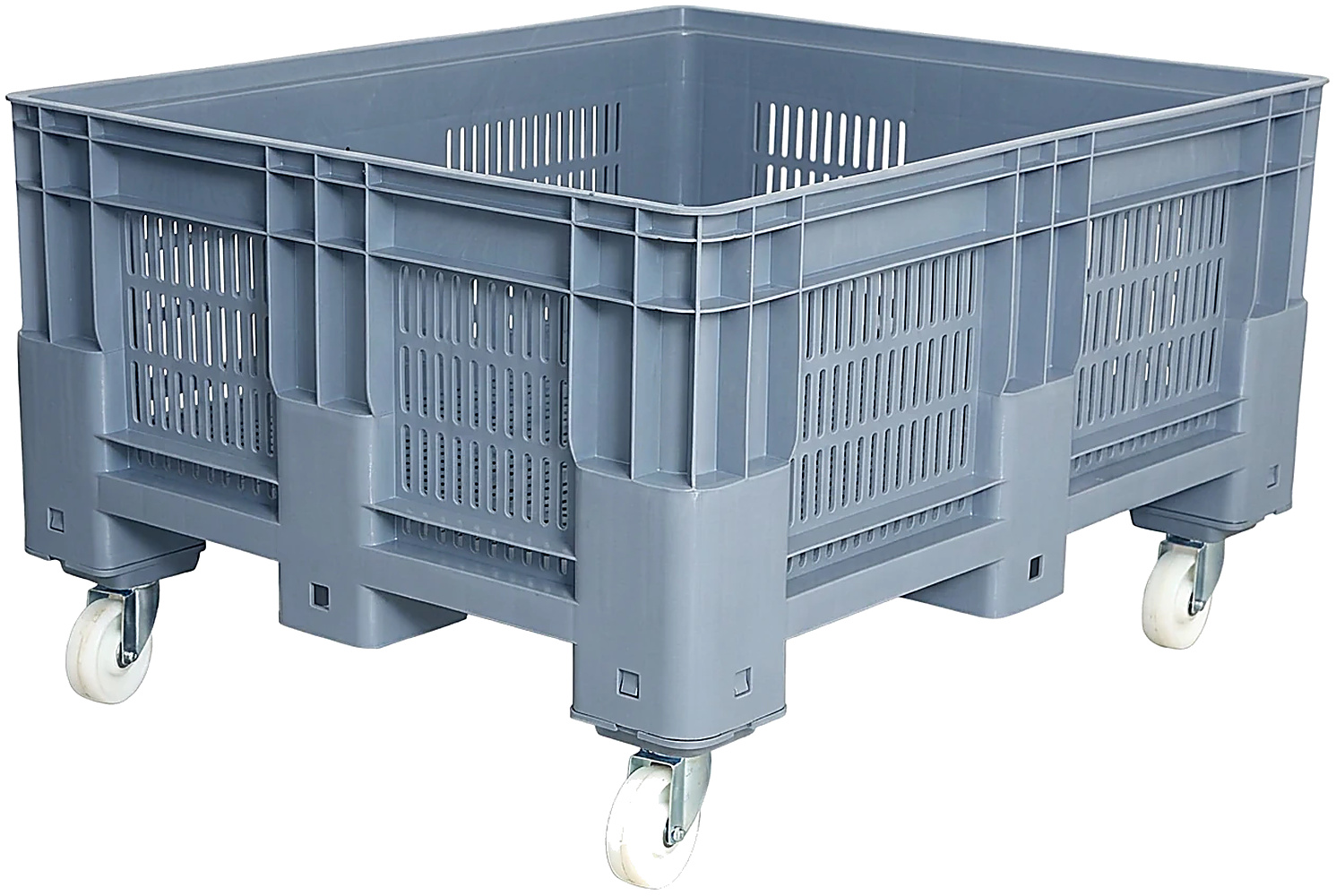 PLASTICON TEKNE4400A 1200x1000x730 mm tekerlekli gri endüstriyel büyük plastik kasa