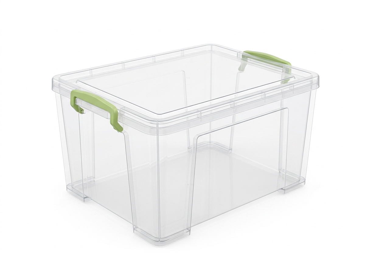 PLASTICON SK-060-SF 600x400x350 mm 60 litre klipsli şeffaf plastik saklama kutusu