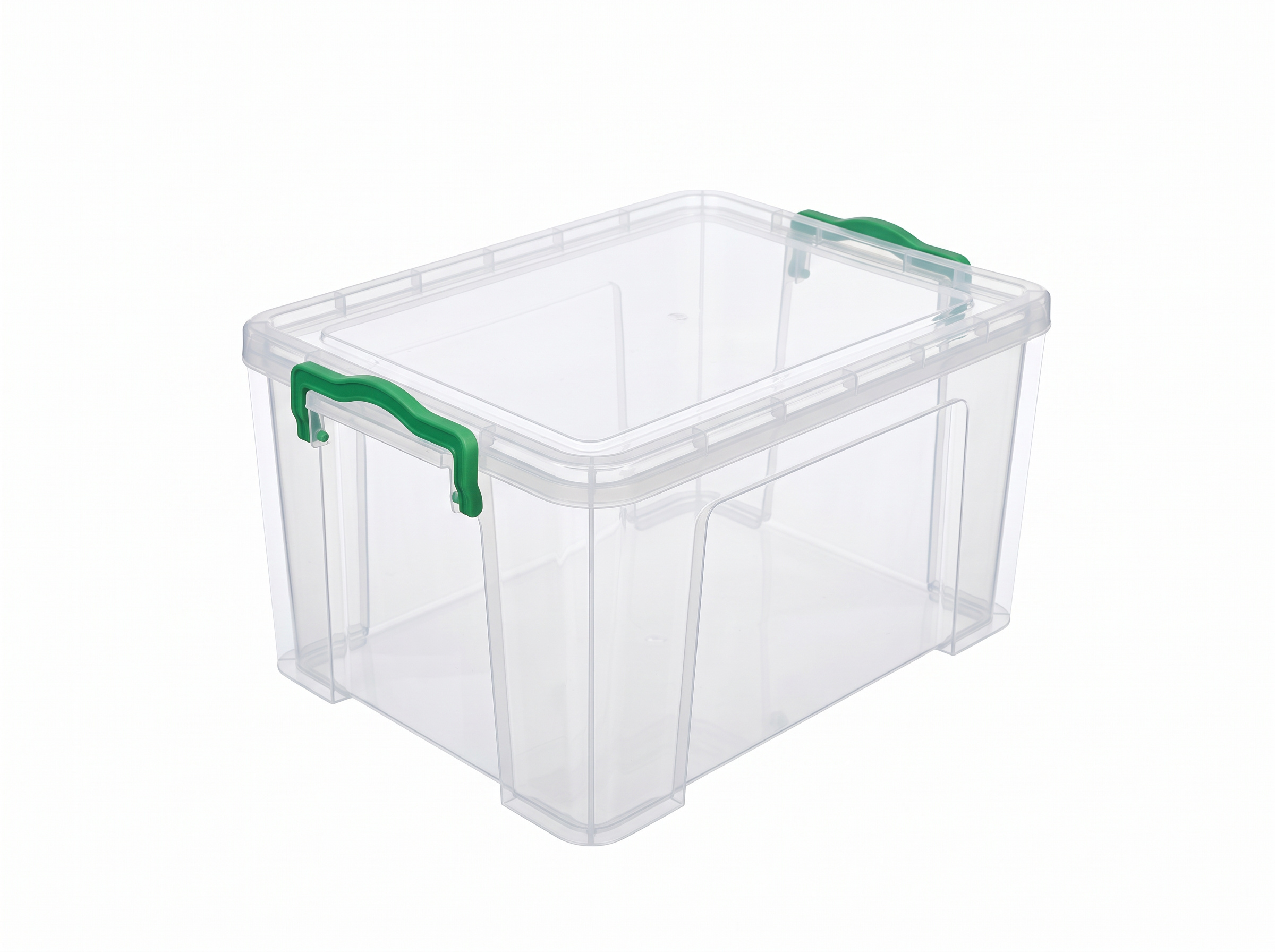 PLASTICON 10 litre 380x275x165 mm yeşil klipsli kilitli şeffaf plastik saklama kabı kutusu