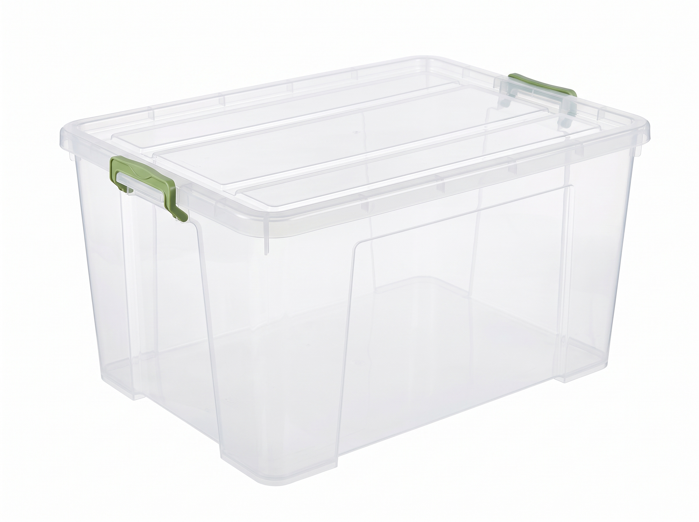 PLASTICON 80 litre yeşil kilit mandallı şeffaf kapaklı plastik saklama kutusu