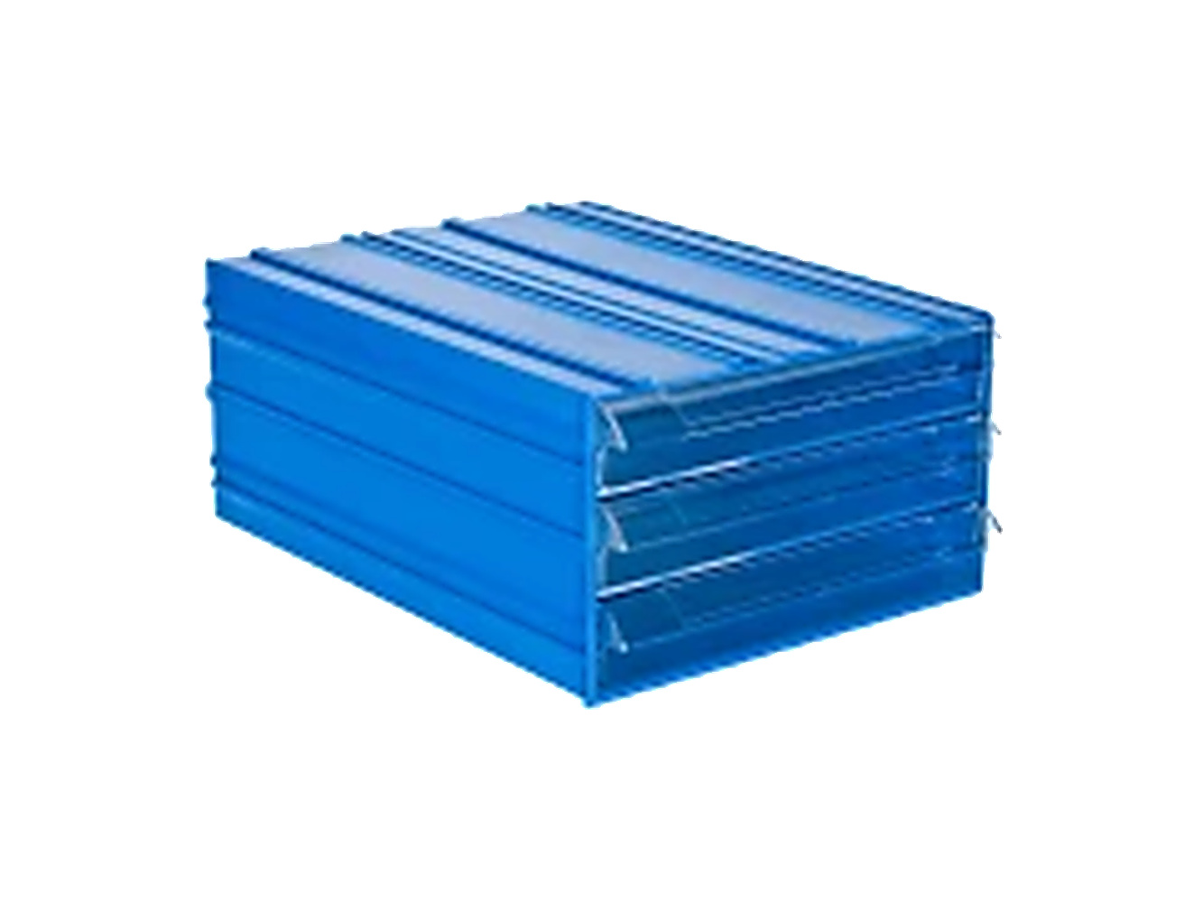 PLASTICON 302-3 model 135x103x83 mm mavi ve şeffaf üç çekmeceli plastik kutu