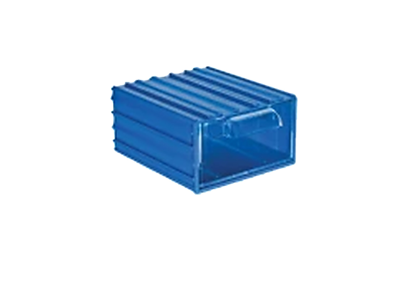 PLASTICON 302 model mavi gövdeli şeffaf çekmeceli plastik kutu 106x122x62 mm