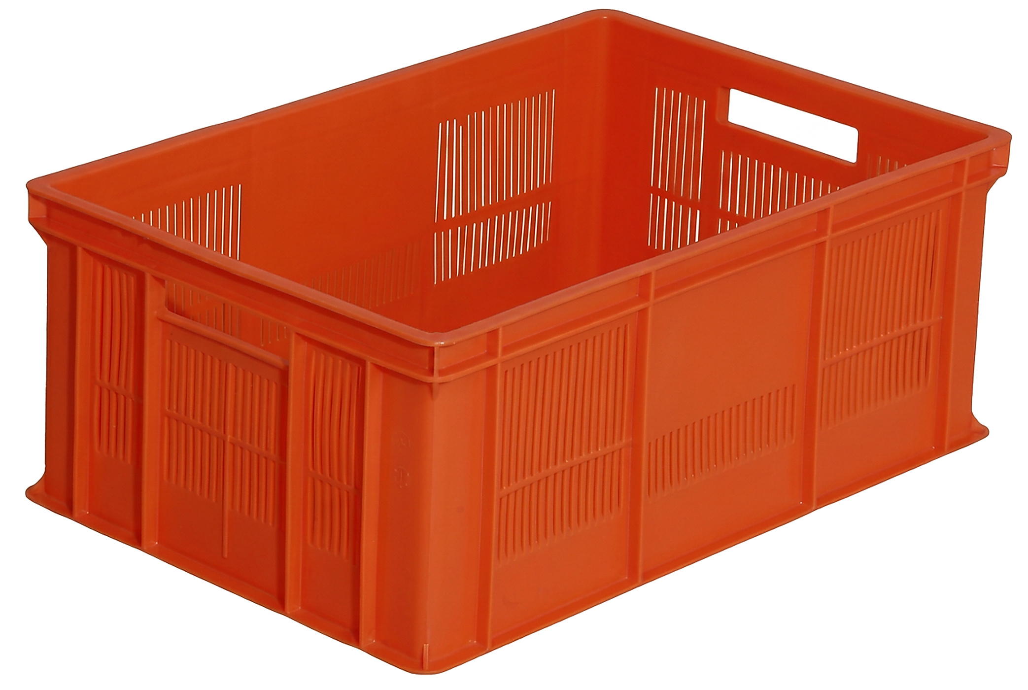 PLASTICON 400x600x240 mm yanları delikli tabanı kapalı turuncu plastik kasa STK 48