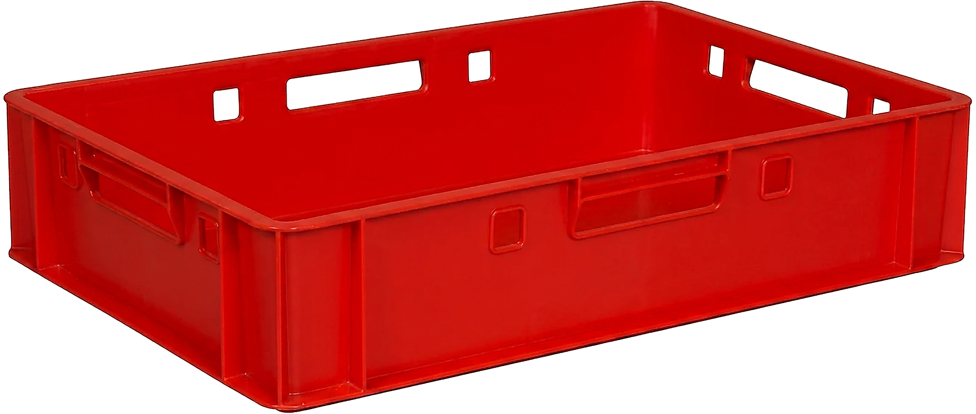PLASTICON kırmızı renkli 40x60x12 cm kapalı plastik gıda ve et taşıma kasası