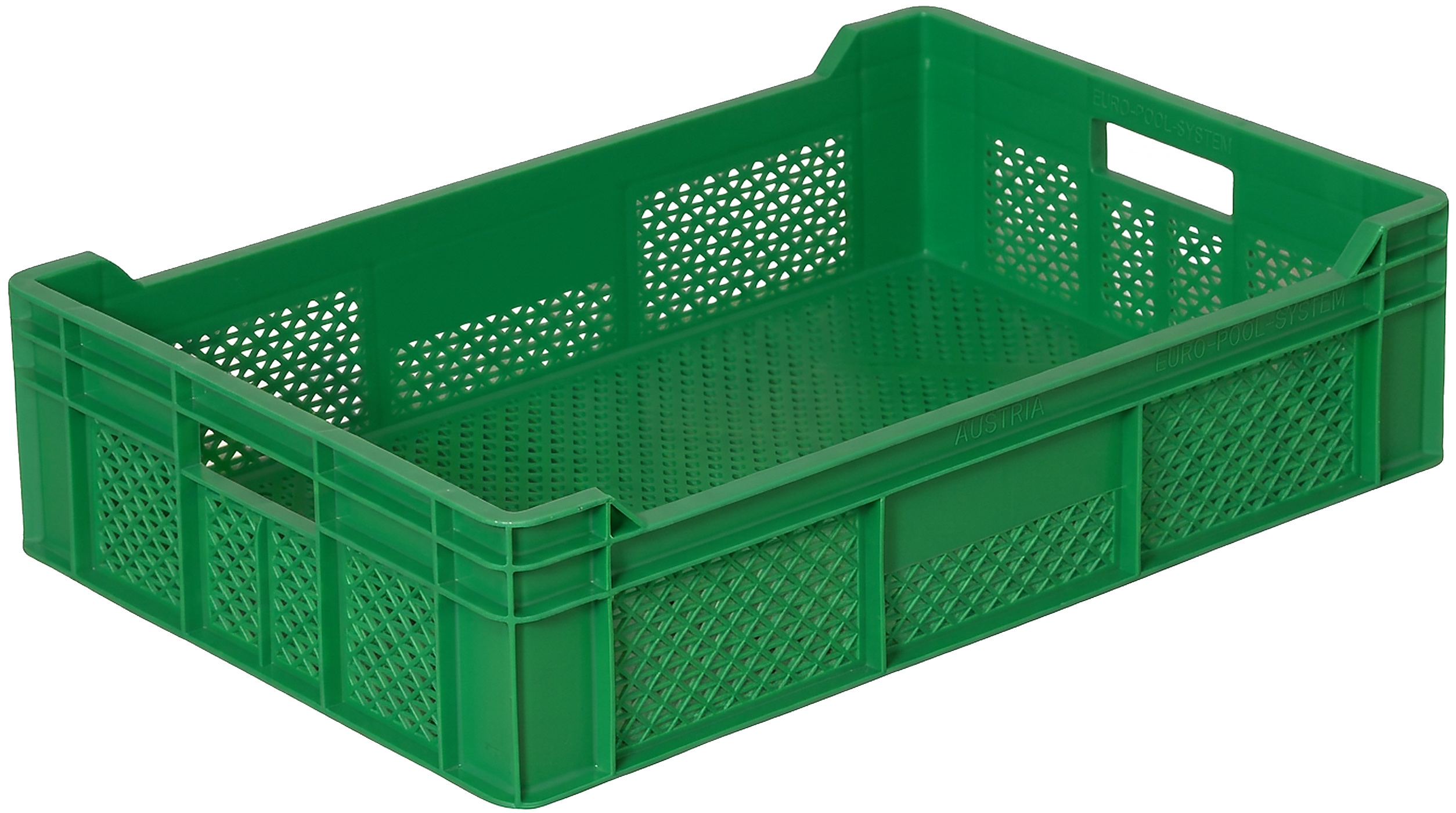 PLASTICON yeşil 40x60x17 cm delikli plastik kasa gıda ve tarım taşıma kasası