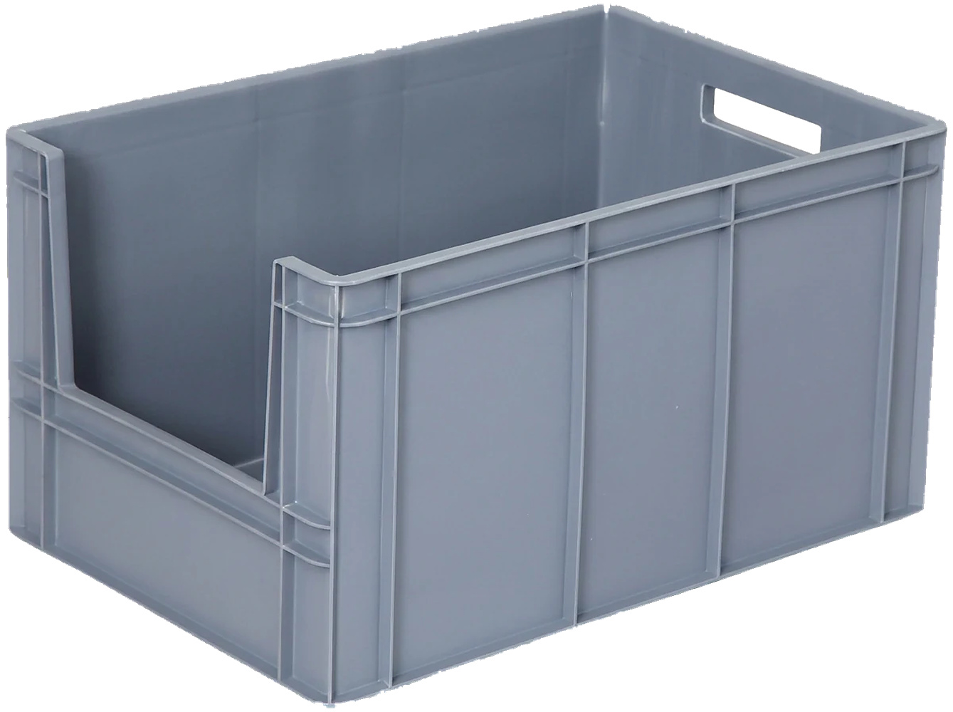 PLASTICON 40x60x32 cm gri renkli önü açık Euro norm endüstriyel plastik kasa