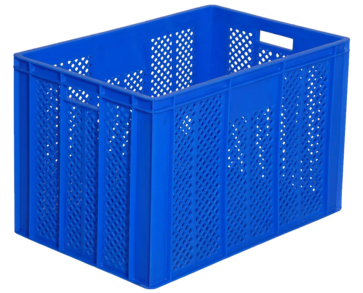 PLASTICON mavi renkli 40x60x42 cm 82 litre delikli endüstriyel plastik taşıma kasası