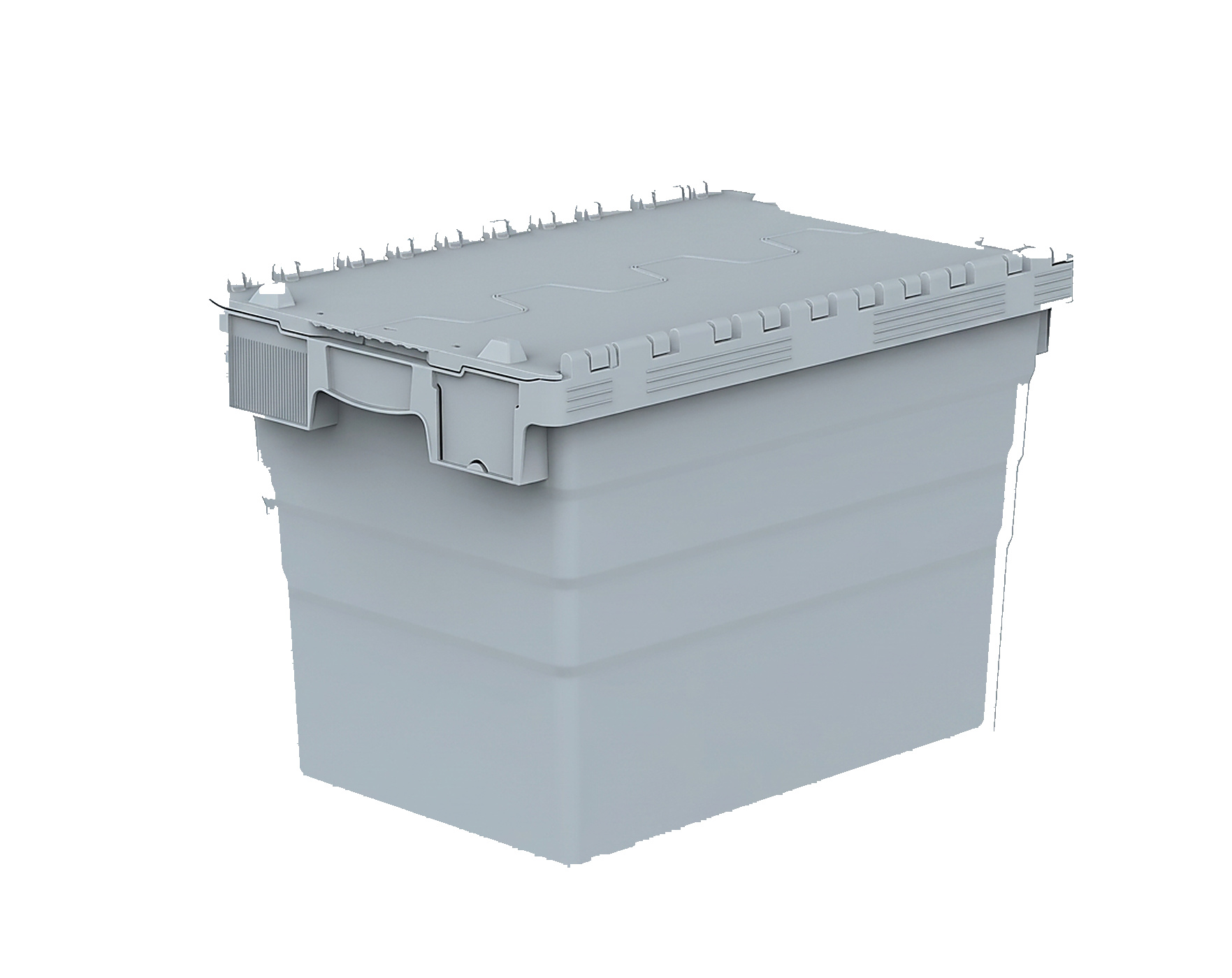 PLASTICON gri 40x60x40 cm entegre kapaklı konik taşıma ve sevkiyat kasası