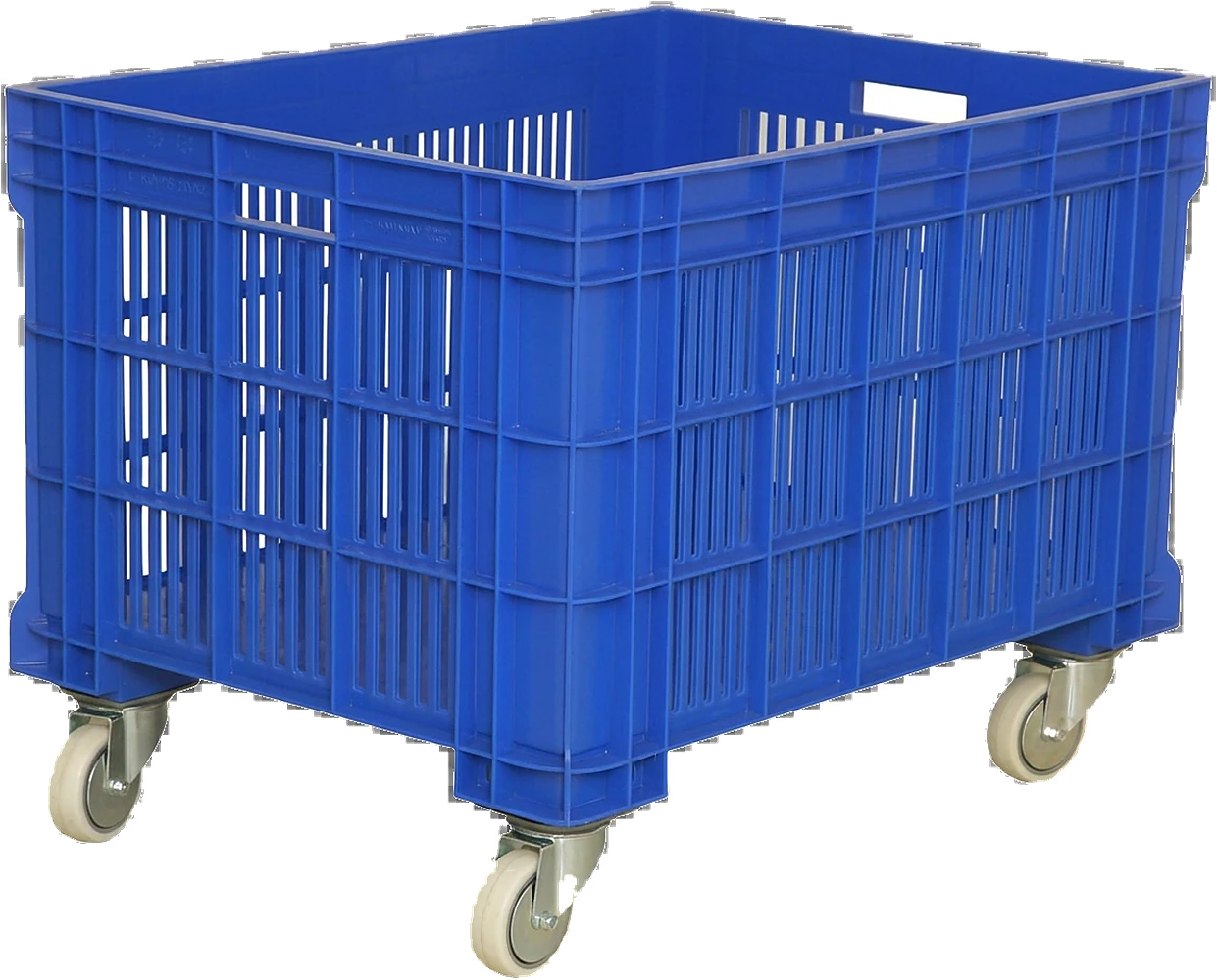 PLASTICON KOPS2000A 810x610x640 mm tekerlekli mavi endüstriyel plastik taşıma kasası