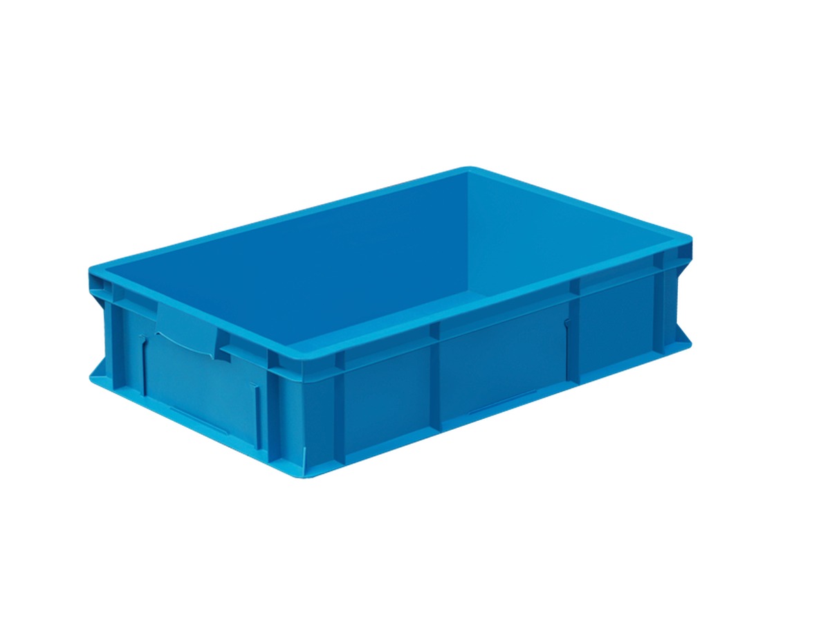 PLASTICON 4615 K mavi renkli 600x400x150 mm kapalı plastik gıda ve depolama kasası